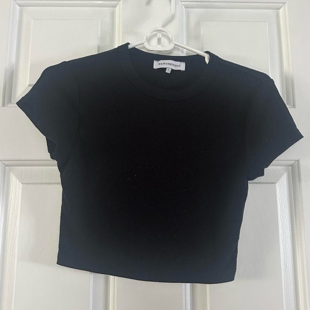 WEWOREWHAT Black Waffle Cropped Baby Tee